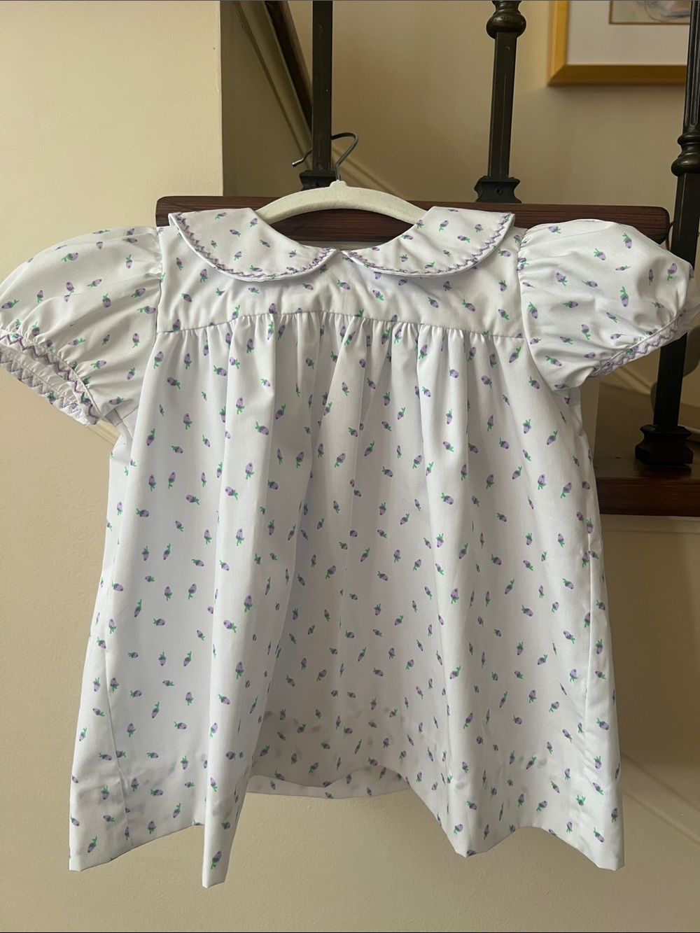NWT TBBC White Floral Puff-Sleeve Dress with Peter Pan Collar
